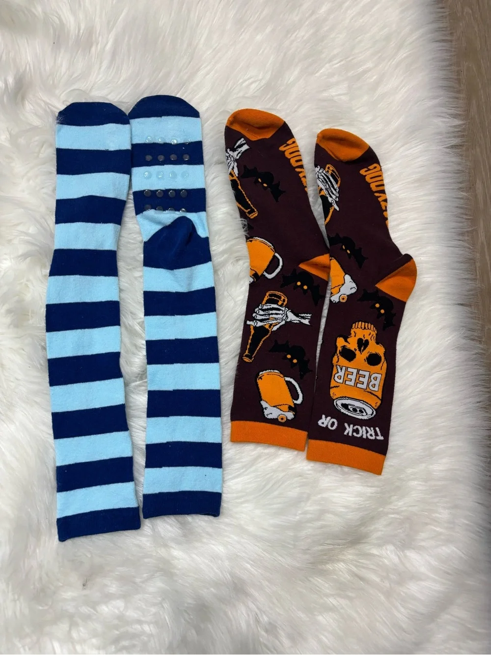 Men's Striped Navy & Light Blue and‎ Halloween Orange Novelty Socks - Unbranded